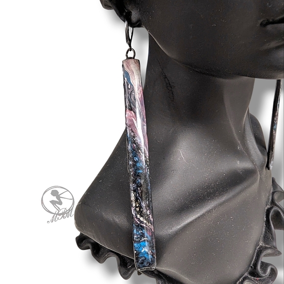 🆕MBM Abstract Hand Painted Drop Dangle Earrings - Picture 5 of 7